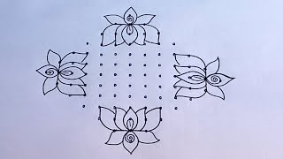 131 dots rangolibeautiful Lotus flower rangolieasy and creativeBY THULASI CREATIVE RANGOLI [upl. by Davy]