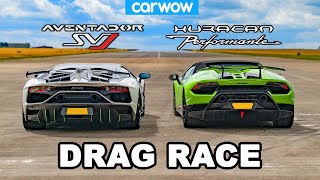 Lamborghini Aventador SVJ vs Huracan Performante DRAG RACE [upl. by Dixie]