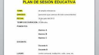 plan de sesion educativa [upl. by Larkin]