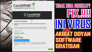 MENGATASI MASALAH ILLEGAL SOFTWARE CORELDRAW 2019  HOW TO FIX [upl. by Ddat596]