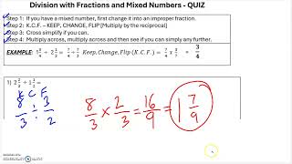 MultDiv Fractions and Mixed Numbers 2024 Quiz  Answer Review [upl. by Eimaral]