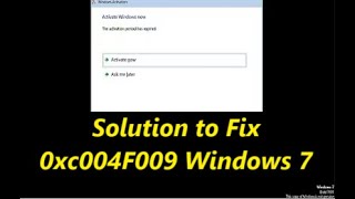 Window 7 Error 0xc004f009  This copy of windows is not genuine error oxcoo4fo57  windows 7 [upl. by Acirtal]