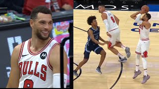 Zach Lavine CANT STOP LAUGHING after CATCHING FIRE FROM 3 Full Takeover highlights [upl. by Kcirrem]