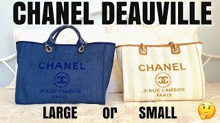 CHANEL DEAUVILLE TOTE Review amp Comparison wMod Shots Large or Small  Which Size is Best [upl. by Sikleb778]