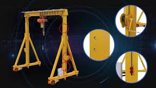 Aicrane Portable Gantry Crane Small Mobile Gantry Crane 3D Video [upl. by Aivila838]