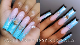 SAGITTARIUS NAILS✨⚜️🩵🏹💕✨ POLYGEL NAILS  How to attract abundance amp prosperity using your nails [upl. by Grochow]