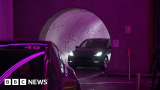 Elon Musk’s Boring Company builds tunnel to transport Teslas  BBC News [upl. by Akkina129]