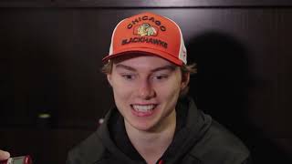 Chicago Backhawks  Connor Bedard Post Game Interview  Red Wings [upl. by Ibok]