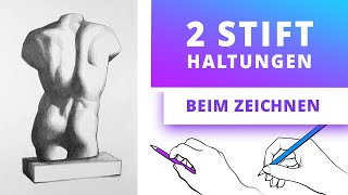 Zeichnen lernen ✏️ – Die 2 Stifthaltungen KursAusschnitt [upl. by Dickman]