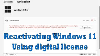 How to Activate Windows 11 using Digital License  Reactivate Windows After Hardware Change [upl. by Brana]