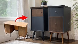 Turning an Old Desk into MidCentury Modern Nightstands [upl. by Adok414]