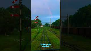 After rain very beautiful colorful rainbow appears in the sky live view from locomotive cab live [upl. by Llaccm]