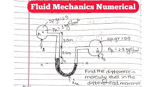 U tube Manometer Numerical  Fluid Mechanics Numerical [upl. by Aney]