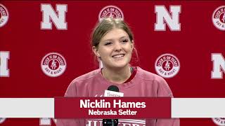 Nicklin Hames   Nebraska Volleyball Press Conference 91619 [upl. by Nyltiak137]