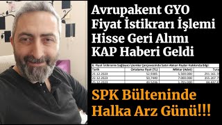 Avrupakent GYO Halka Arz avpgy Hisse Geri Alımı Yaptı borsa hisse halkaarz [upl. by Beka]