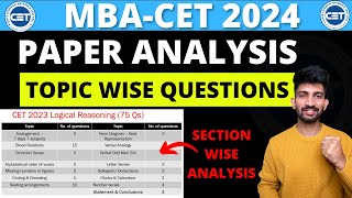 MBA CET Topic wise Weightage 2024  MBA CET Topic Wise Question Asked in Paper [upl. by Ardnekan]