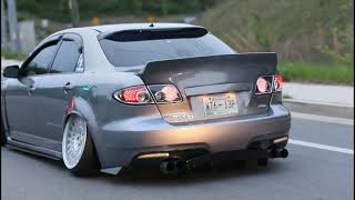 Slammed Static Mazdaspeed 6 Straight Pipe Cold Start 2 Step Spits Flames amp More [upl. by Fini]