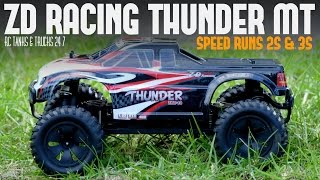 ZD RACING THUNDER ZMT10 4WD Brushless Monster Truck  Speed Runs On 2S amp 3S [upl. by Natye818]