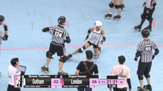 D1 Game 9 London Rollergirls v Gotham Girls Roller Derby [upl. by Dnomso181]