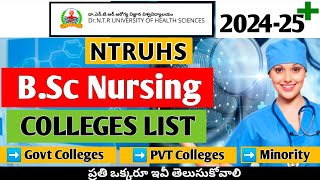 NTRUHS BSc Nursing web options Colleges List  Govt PVT amp Minority Colleges List [upl. by Whiteley]