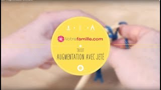 Augmentation avec jeté  Comment faire du tricot pas à pas 12 [upl. by Arraeic]