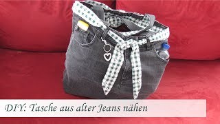 DIY Einfache Tasche nähen aus einer alten Jeans  Für Nähanfänger [upl. by Merlina]