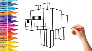 How To Draw A Minecraft Wolf  Drawing Lessons For Kids [upl. by Missak570]