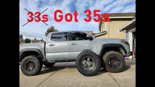 From 33s to 35s  3rd Gen Toyota Tacoma TRD OffRoad [upl. by Edorej249]