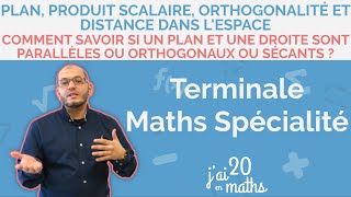 Comment savoir si un plan et une droite sont parallèles ou orthogonaux ou sécants  Maths Spécialité [upl. by Bloomer713]