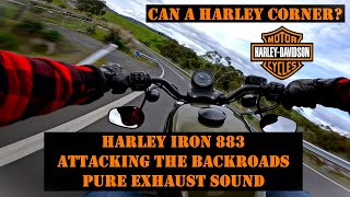 Harley Iron 883 Vance amp Hines EPIC Exhaust Sound  Backroad Blast [upl. by Radek]