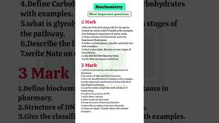 Biochemistry most important questions  Biochemistry amp Clinical pathology 2024pharmacy dpharm [upl. by Morgenthaler]