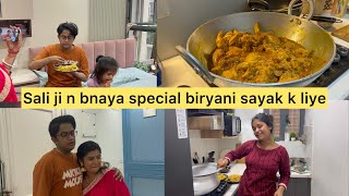 Sali ji n bnaya special Kolkata style m biryani â¤ï¸Sayak ni diya mampi ko surprise â¤ï¸ [upl. by Zurkow]