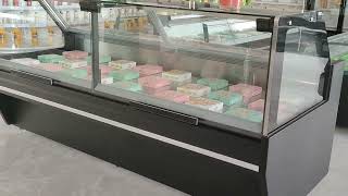 COOLSSMANN refrigeration D1 Deluxe Square Glass Meat Counter Live Shot in Showroom [upl. by Crescentia820]