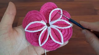 Wow Wonderful 3D Crochet Flower Lace Knitting Pattern  StepbyStep Tutorial for Beginners [upl. by Samtsirhc]