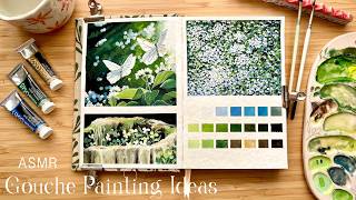 ASMR Painting  Gouache Painting Ideas⎪DIY New Sketchbook 🌿 [upl. by Nylrahs]