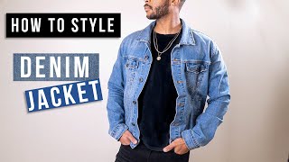 5 OUTFITS AND ADVICE  How to style a Denim Jacket for Guys [upl. by Silberman]