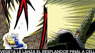 VEGETA LE LANZA EL RESPLANDOR FINAL A CELL ESCENA DE DBZ MANGA A COLOR [upl. by Ahtivak]