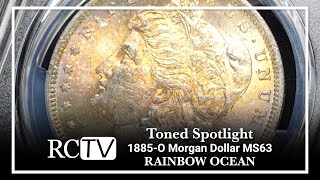 Toned Spotlight 1885O Morgan Dollar MS63 “Rainbow Ocean” [upl. by Schaumberger]