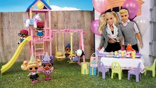 Barbie LOL Family Surprise Birthday Party in The Playground [upl. by Aranat]