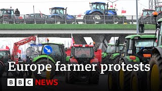 Europe farmers continue EU protests  BBC News [upl. by Medeah]