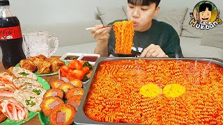 ASMR MUKBANG 직접 만든 순두부 열라면 김밥 김치 유부초밥 먹방 RAMYEON amp KIMBAP MUKBANG EATING SOUND [upl. by Idroj]