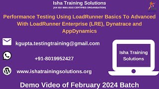 Performance Testing using LoadRunner Demo Pls contact or whatsapp us on 918019952427 to enroll [upl. by Yrrab458]