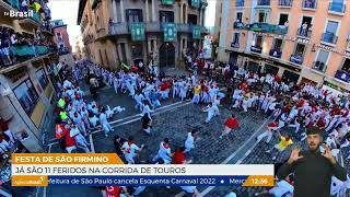 Espanha corrida de touros em Pamplona tem seis feridos [upl. by Sula151]