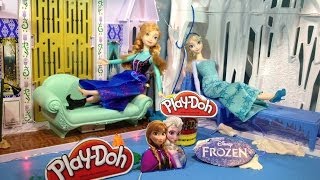 FROZEN PLAYDOH Tutorial Using Lights With Anna and Elsa Castle amp Ice Palace Frozen Parody [upl. by Nyleahcim]