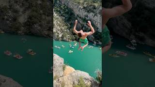 Double gainer layout extreme sports cliffjumping cliffdiving verdon jump summer cliff [upl. by Attah]