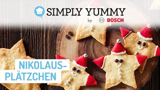 Süße Nikolausplätzchen mit MarzipanMützen 🎅😍  SIMPLY YUMMY Rezepte [upl. by Goodwin]