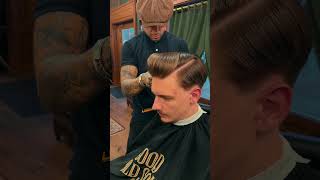 Perfect Pompadour with a Sharp Part 💪💈 pompadour hairstyle [upl. by Itirp]