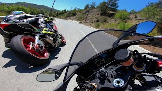 SuperBikes On The Way  Yamaha R1 M Vs Aprilia Rsv4 RF [upl. by Nnaeinahpets]