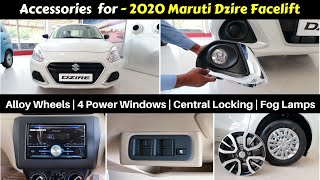 Accessories for 2020 Dzire Facelift Lxi  Vxi  Zxi with Prices  Ujjwal Saxena [upl. by Neuberger]