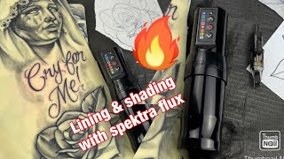 How to Tattoo lining and shading with FK irons Spektra FLUX [upl. by Auoh912]